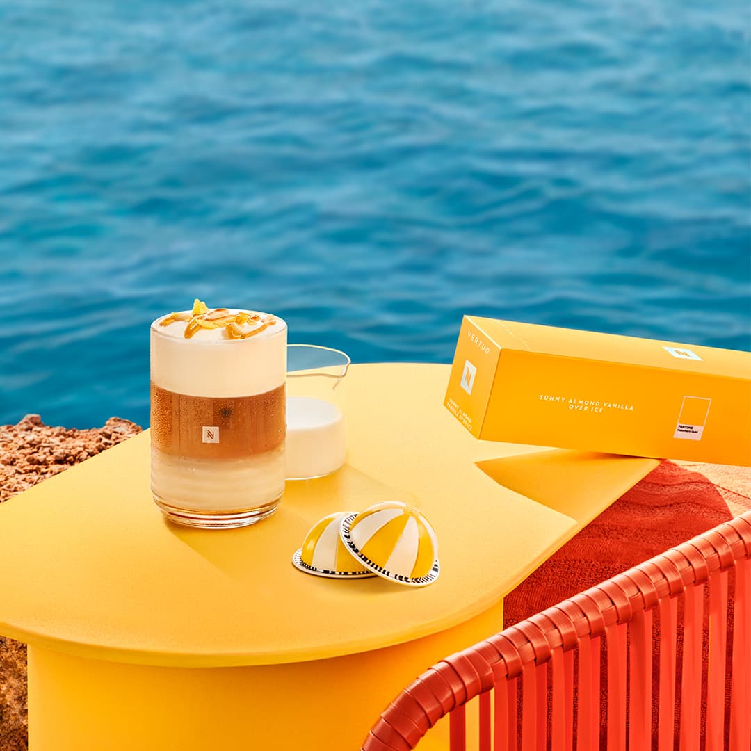 Nespresso Vertuo Sunny Almond Vanilla Flavor Over Ice Limited Edition